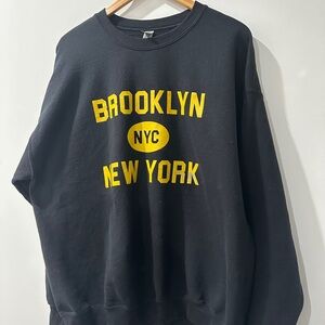 Gildan Black Crewneck Sweatshirt with Yellow Brooklyn NYC Graphic